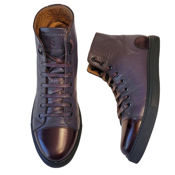 Marc Jacobs *RARE* Plum Leather High Top Sneakers - Picture 2 of 14